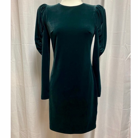 Express Dark Green Velvet Dress - Picture 1 of 5